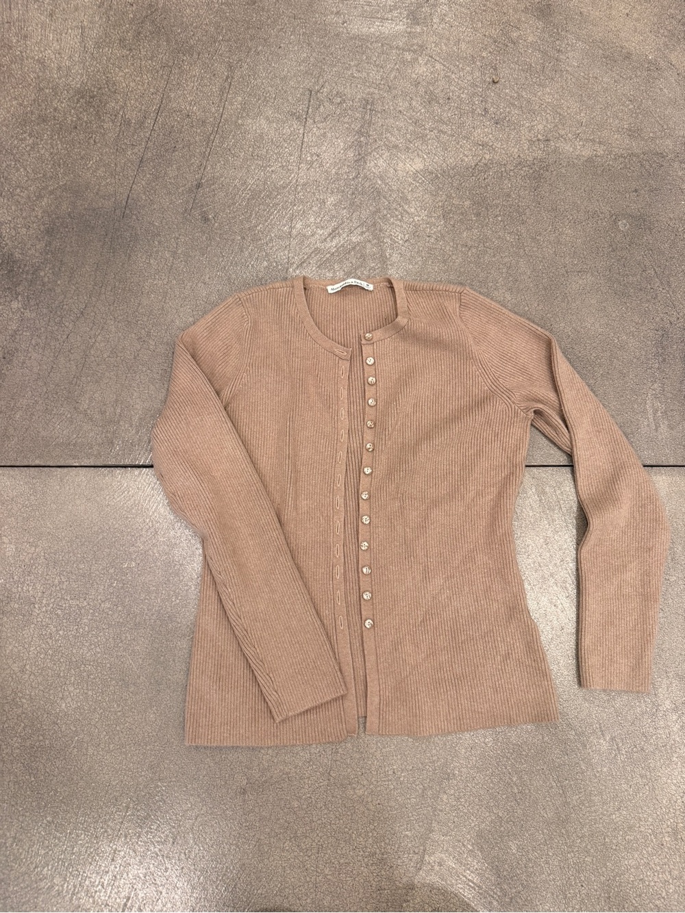 Abercrombie & Fitch Women's Ribbed Button-Front Cardigan - Beige Brown